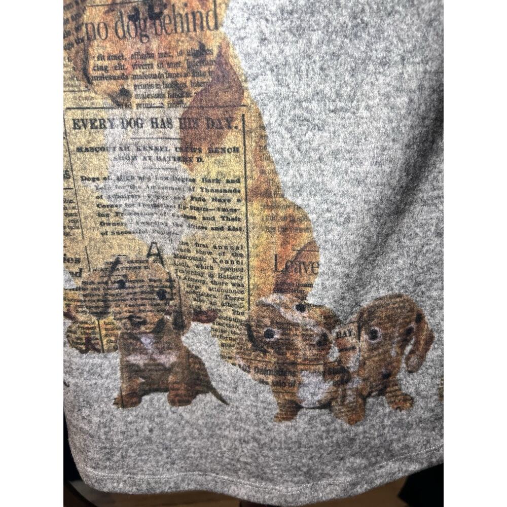 ALI MILES (M) Women Top-Dog-Frenchie-Gray V-neck-3/4 Sleeve-Corgie-Dachshund-EUC - Picture 10 of 16